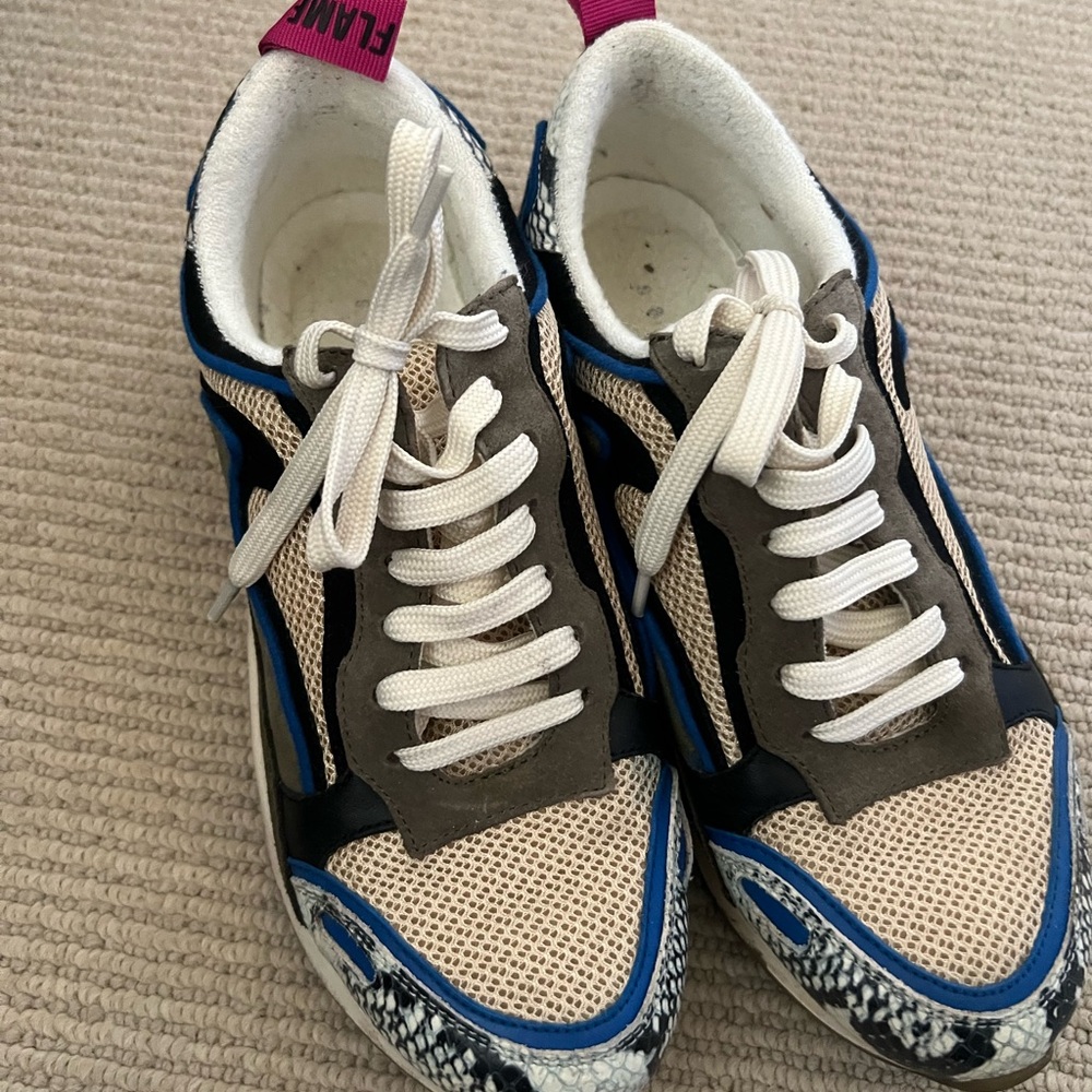 Sandro Stylish Beige and Blue Sneakers